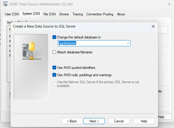 img/wincc vbscript for sql/Configure the Default Database.webp